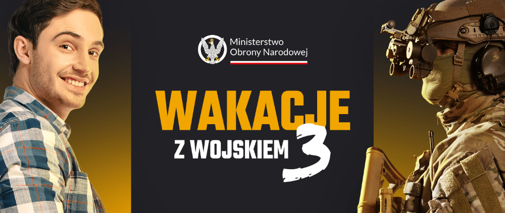 Plakat przedstawia info grafikę Wakacje z wojskiem 3